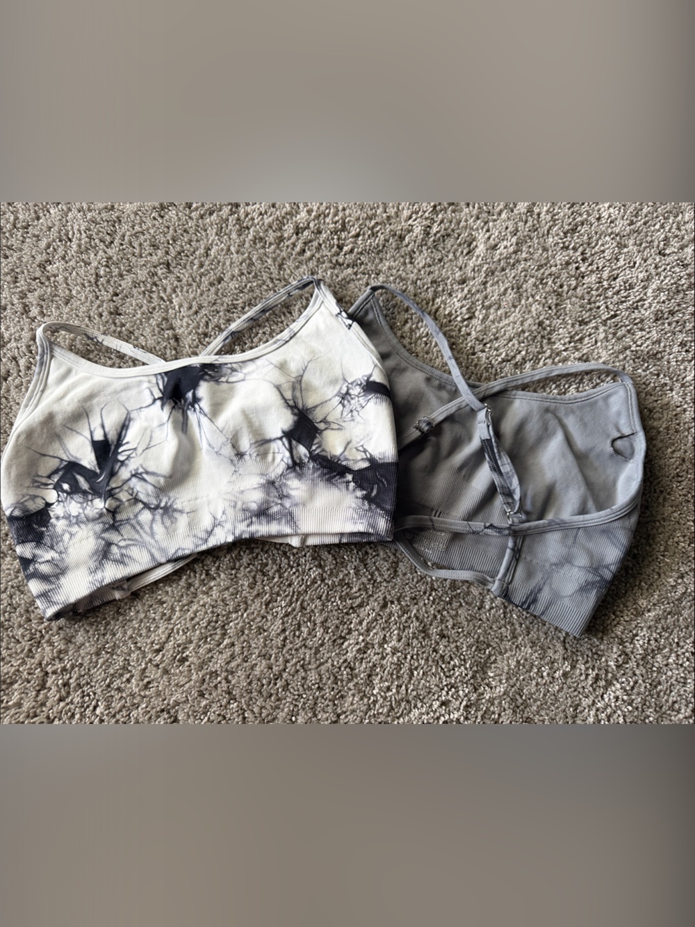 Tie-Dye Black & White Ribbed Bralette Set